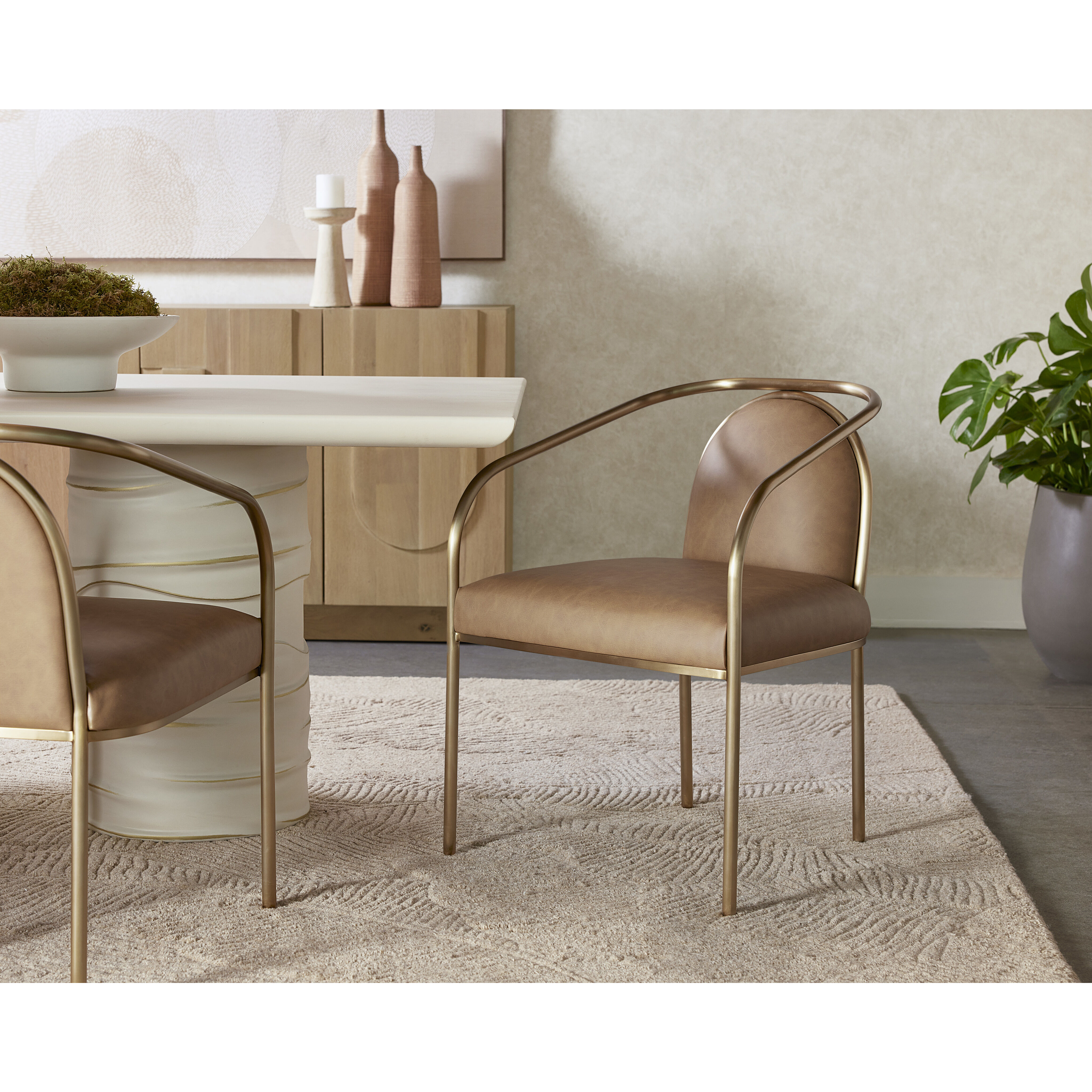 Cicero Milliken Cognac Dining Armchair